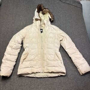 The North Face Gotham 550 Down Parka Women‎ S Cream Faux Fur Hood Puffer Jacket